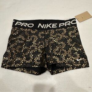 Women's Black and Gold Nike Pro Shorts